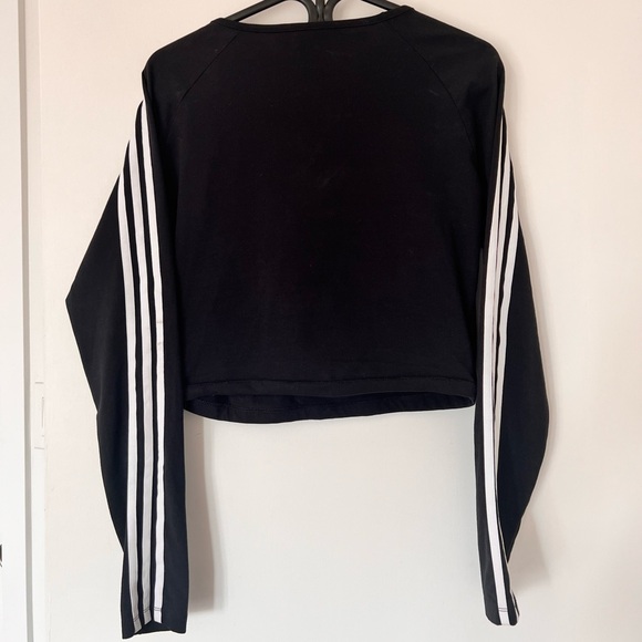 Adidas Originals Cotton Cropped Long Sleeve Faux Wrap Tee - Picture 2 of 5